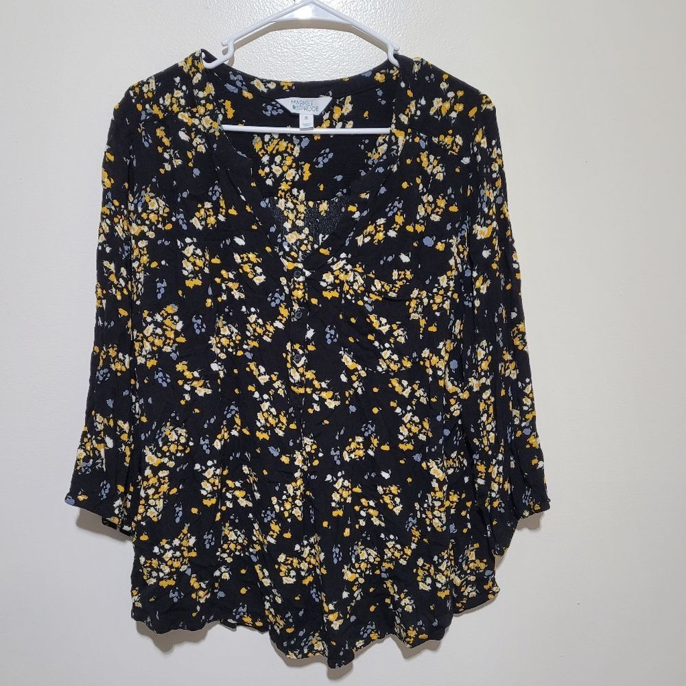 Market & Sprnce 3x Floral Print Women's Top